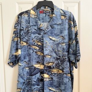 Reel Legends Performance Men's Navy Salt Water Fish Short Sleeve Shirt Size: Lrg